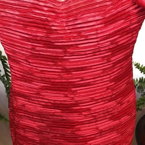 Vintage Lillie Rubin Couture Designer Red Pleated Satin Dress Women’s XS/S 2-4 - Picture 9 of 16